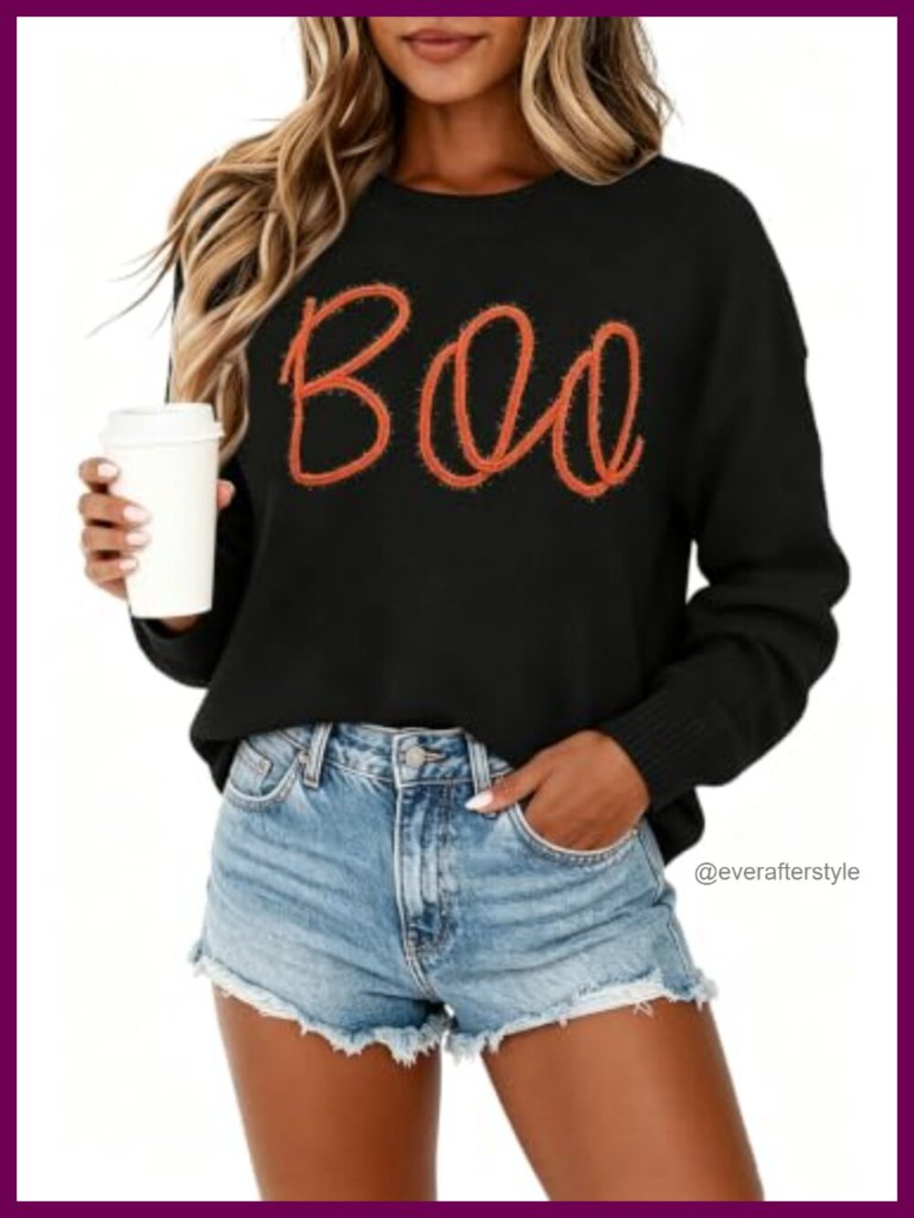 Women's Merry Christmas Pullover Sweater Loose Fit Embroidered Holiday Long